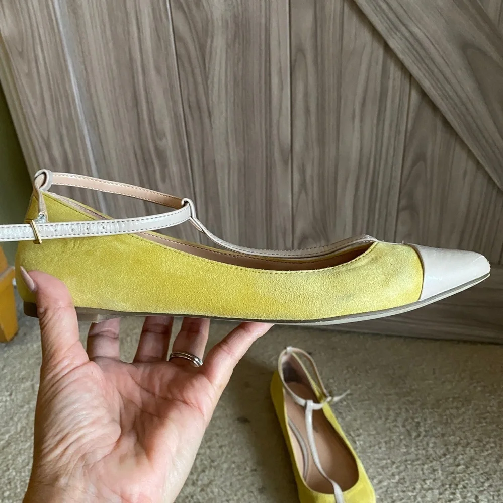 Sole Society x Julianne Hough Yellow and cream pointy toe flats - Picture 2 of 10